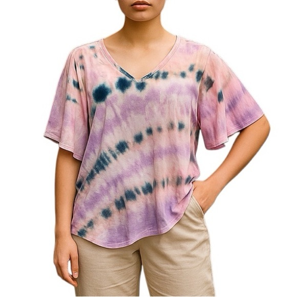 Young Fabulous and Broken Butterfly Sleeve Top Pink - Picture 1 of 7